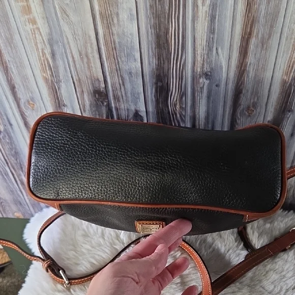 Dooney & Bourke Black and Brown Pebbled Leather Messenger Bag - Picture 7 of 11